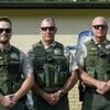New school resource officers Corporal Dakota Romesburg, Corporal Brent Moody, Corporal Bruce Nolan and Sheriff Doug Rader.